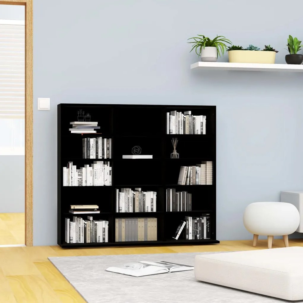801788 vidaXL Armário para CD 102x23x89,5 cm contraplacado preto