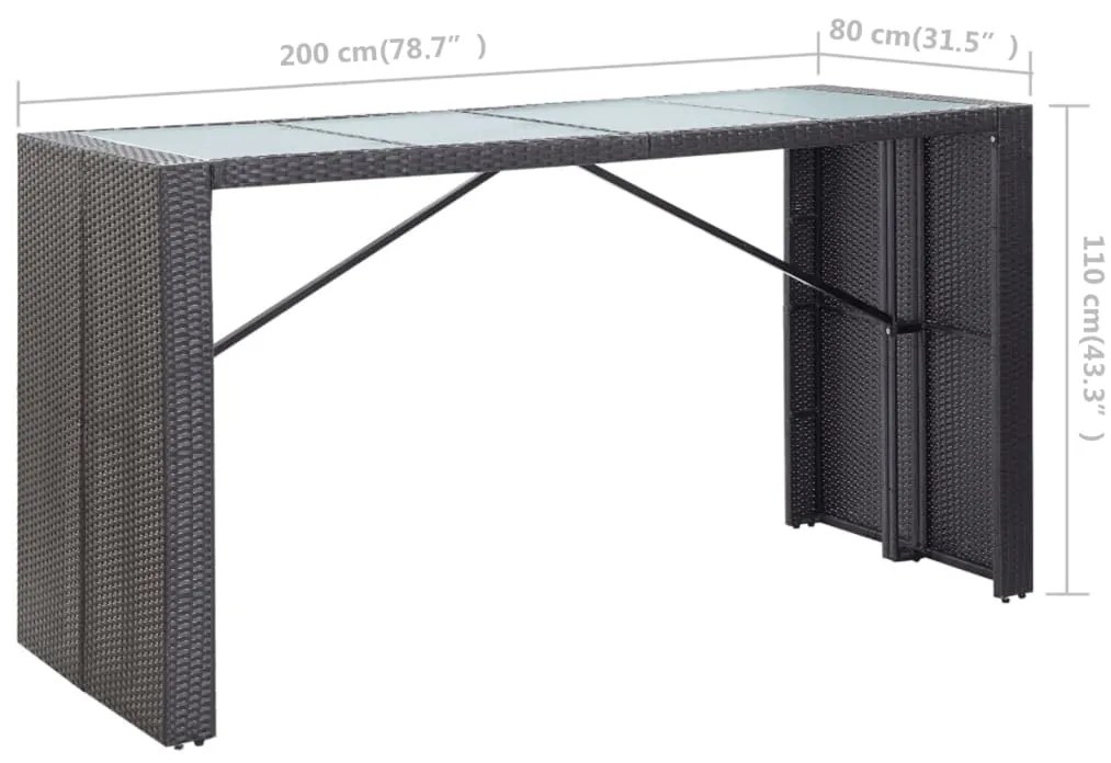 Conjunto de bar para exterior 9 pcs vime PE preto