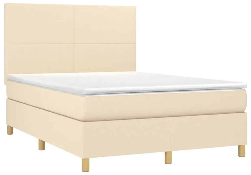 Cama com molas/colchão 140x190 cm tecido cor creme