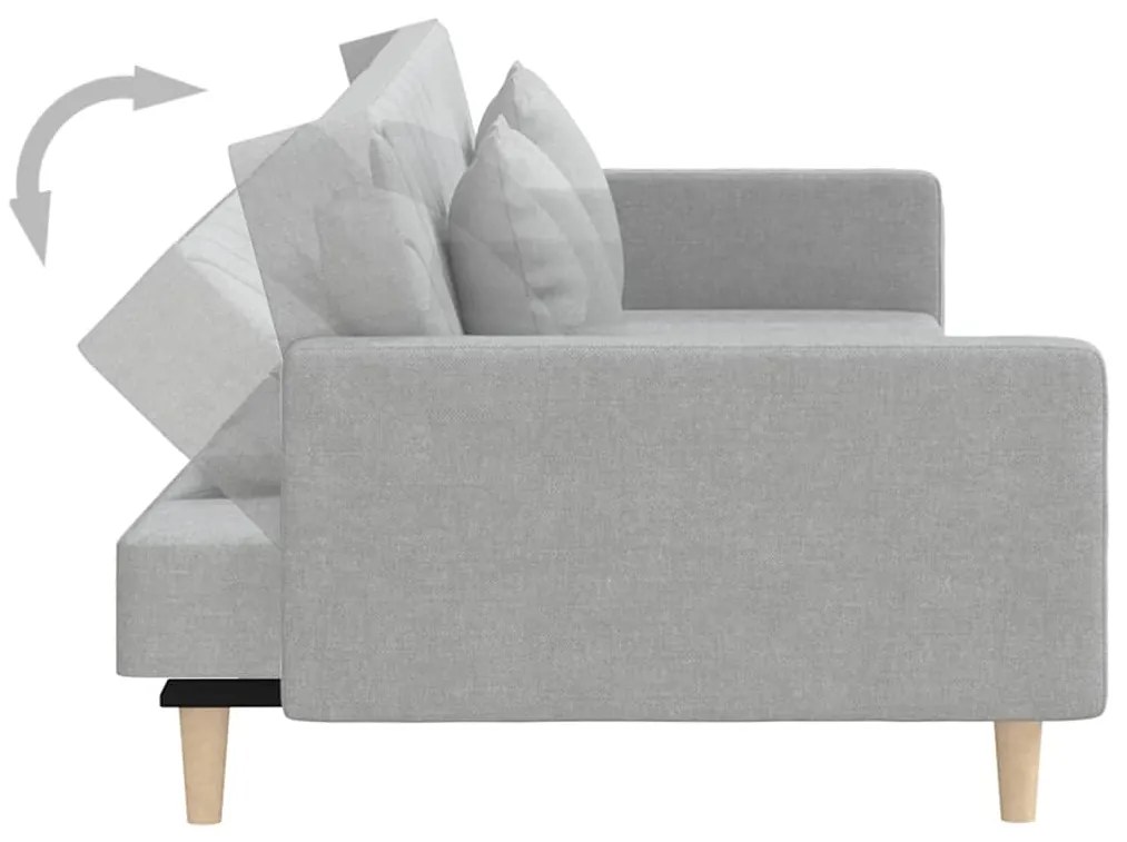 Sofá-cama 2 lugares com duas almofadas tecido cinzento-claro