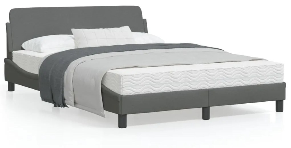vidaXL Estrutura de cama sem colchão 120x200 cm tecido cinzento-escuro