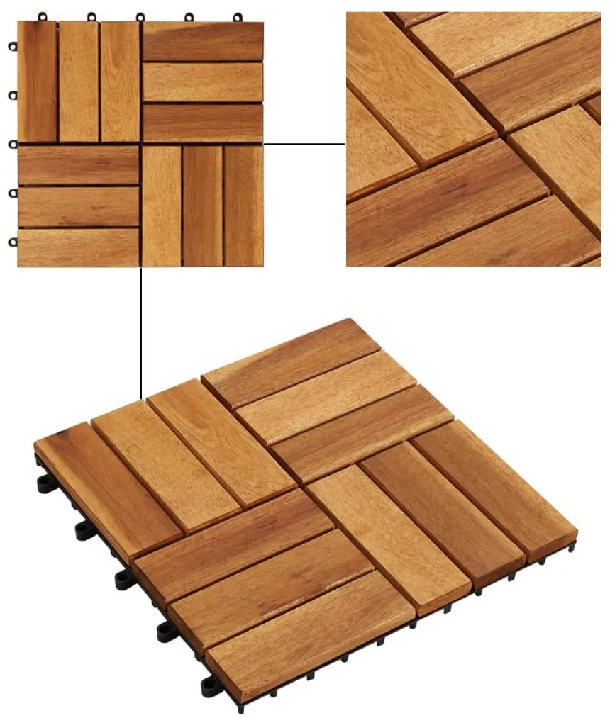 Ladrilho de pavimento 30 pcs 30 x 30 cm madeira de acácia