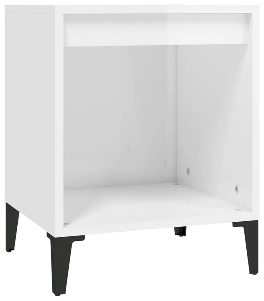 Mesa de cabeceira 40x35x50 cm branco brilhante