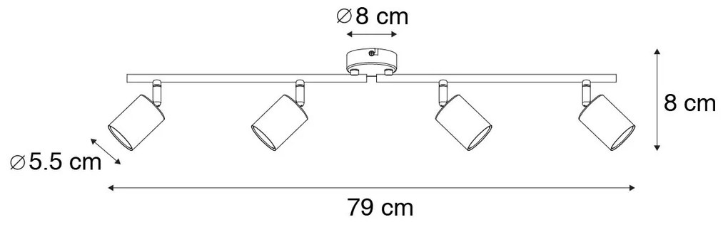 Candeeiro de teto moderno dourado com LED 4 luzes - Mark Moderno