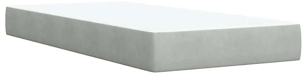 Cama com molas/colchão 100x200 cm veludo cinza-claro