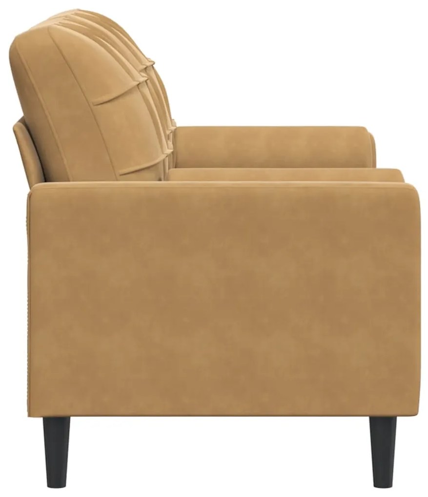 Sofá 2 lugares c/ almofadas decorativas 140 cm veludo castanho