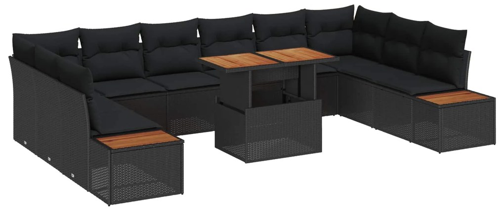 vidaXL Conjunto de Jantar para Jardim 11 pcs Preto e Marrom