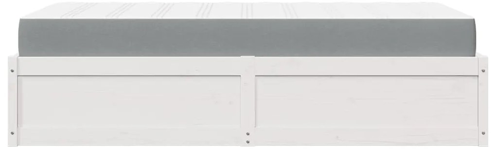 Cama com colchão 90x200 cm madeira de pinho maciça branco