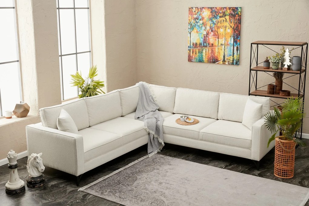 Sofá de Canto Berlin – Creme e Preto – 258 x 258 cm