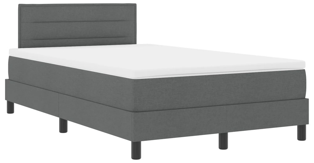 Cama Box Spring com Colchão & LED Cinza Escuro 120x190 cm Tecido