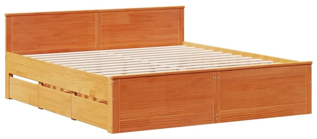 Cama sem colchão c/ cabeceira madeira pinho maciça castanho-mel