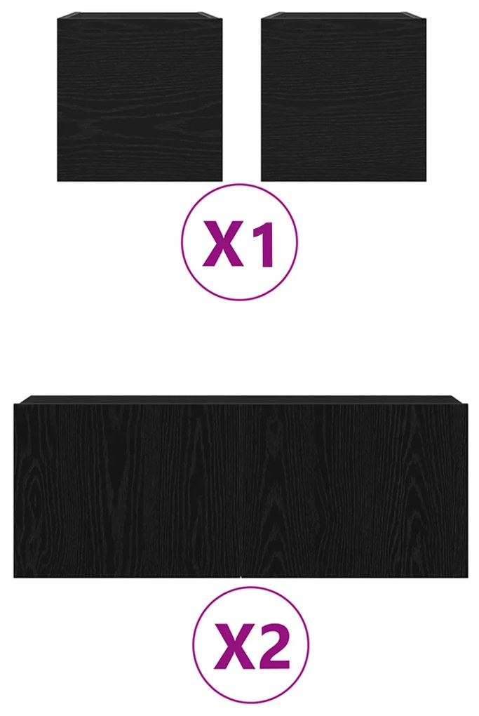 Conjunto de Armário para TV vidaXL de 6 Peças Carvalho Preto Madeira E