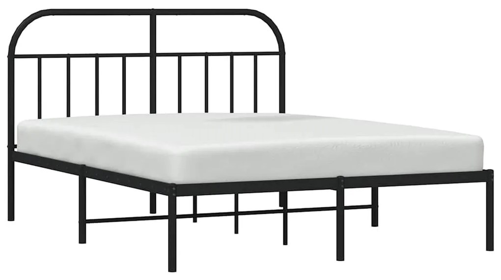 Estrutura de cama com cabeceira 135x190 cm metal preto