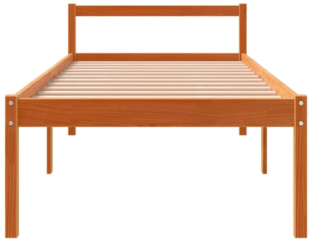 Cama para idosos 75x190 cm madeira pinho maciça castanho cera