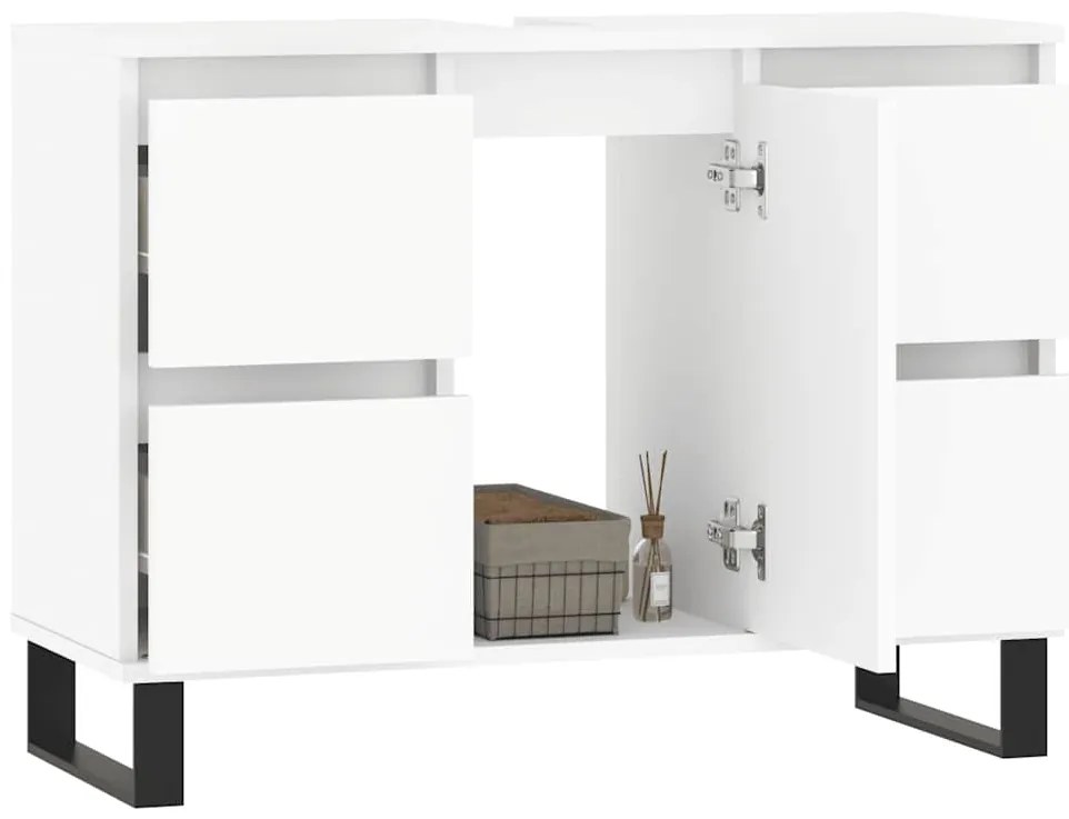 Armário de casa de banho 80x33x60 cm derivados madeira branco