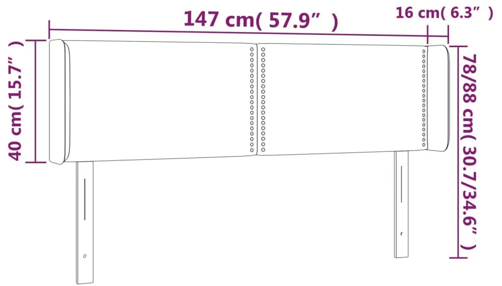Cabeceira de cama c/ abas couro artificial 147x16x78/88cm cinza