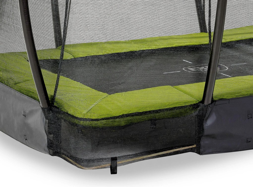 Trampolim retangular de solo Silhouette 153 x 214 cm com rede de segurança - verde