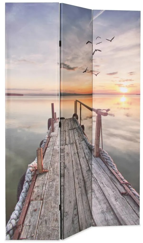 Biombo dobrável com estampa de lago 120x170 cm