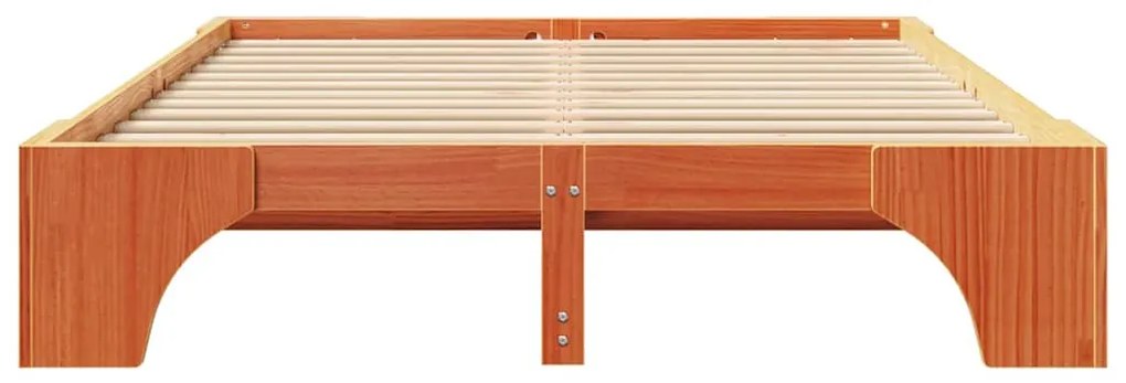 Cama castanha 160x200 cm de madeira de pinho maciço