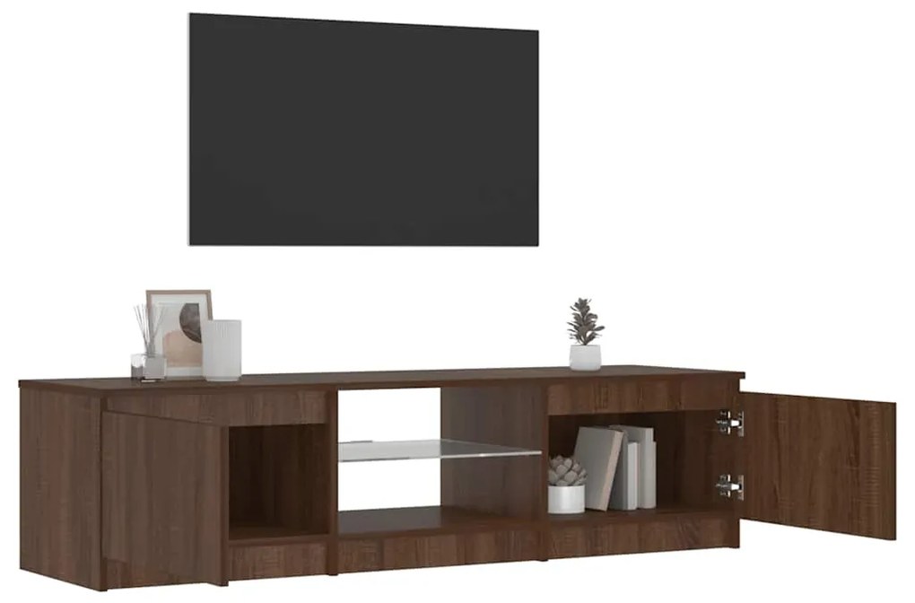 Móvel de TV com luzes LED 140x40x36 cm carvalho castanho