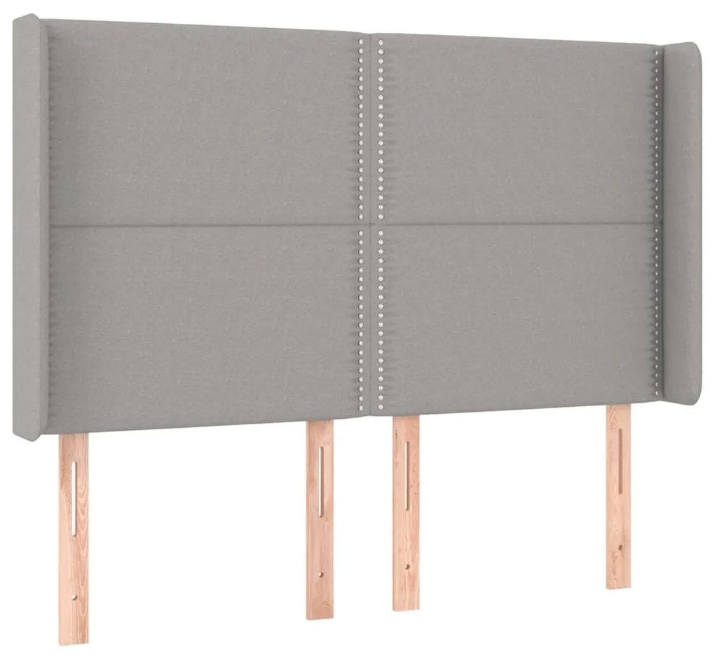 Cama box spring c/ colchão e LED 140x190 cm tecido cinza-claro