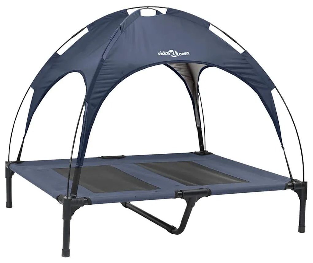 Cama Elevada para Cães com Teto Removível Azul-marinho L Aço