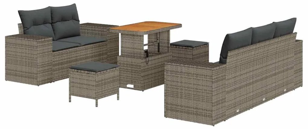 Conjunto de Sofá de Jardim com 8 Peças e Almofadas em Rattan Sintético