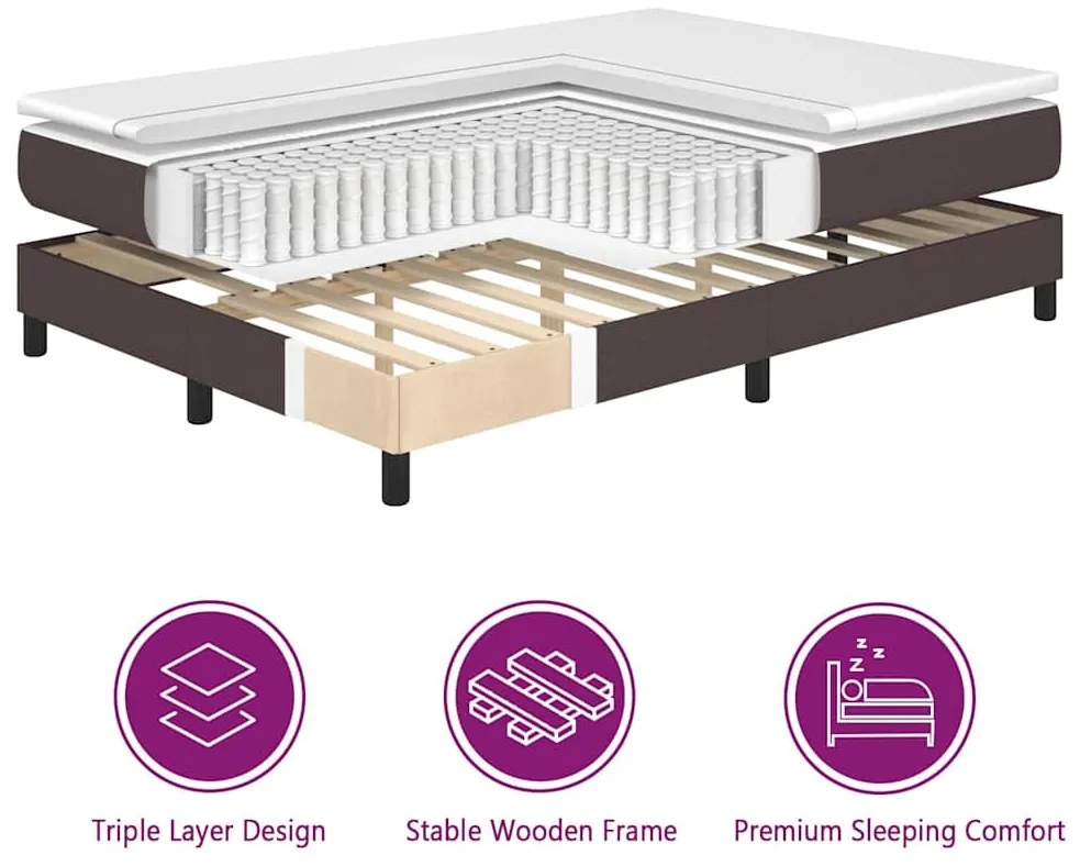 Cama Box com Colchão Castanho Escuro 140x190 cm, em tecido