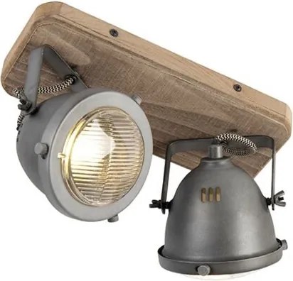 Foco Industrial Inteligente Cinzento com Madeira Incl. 2 GU10 WiFi - Emado