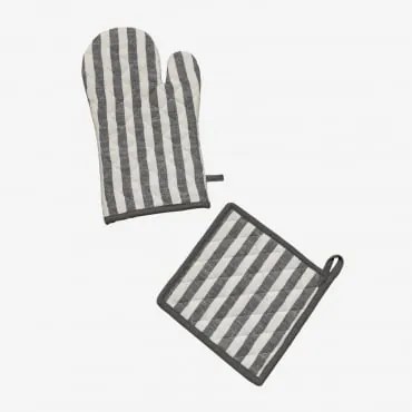 Conjunto De Luvas E Pano De Forno Edouard Cinza Antracite - Sklum