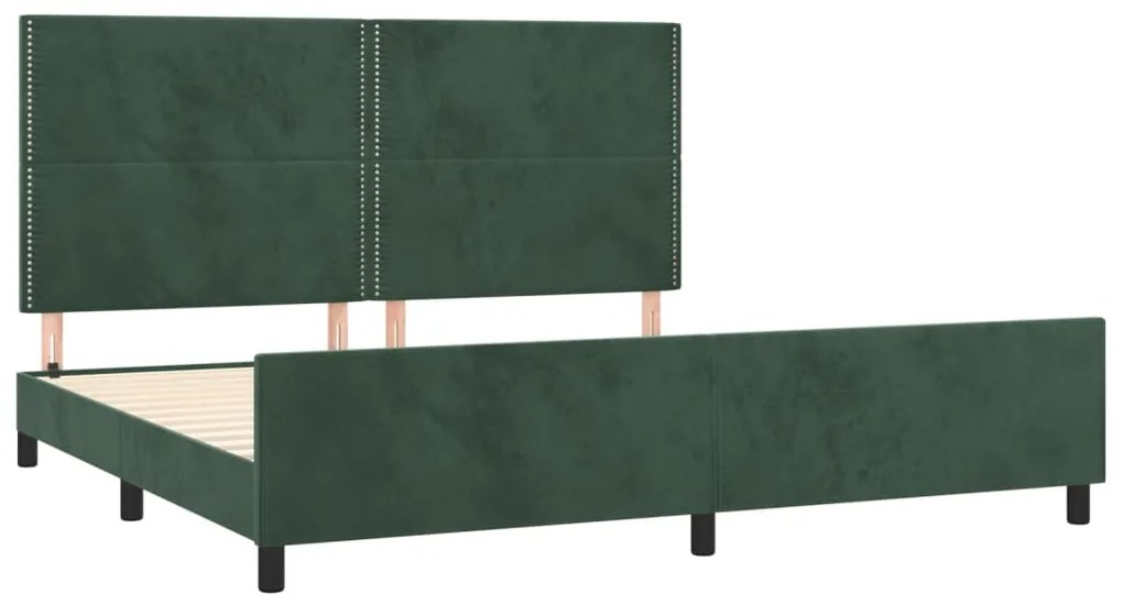 Estrutura de cama sem colchão 200x200 cm veludo verde-escuro