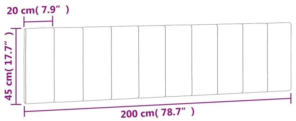 Almofadão de cabeceira 200 cm veludo cinzento-claro