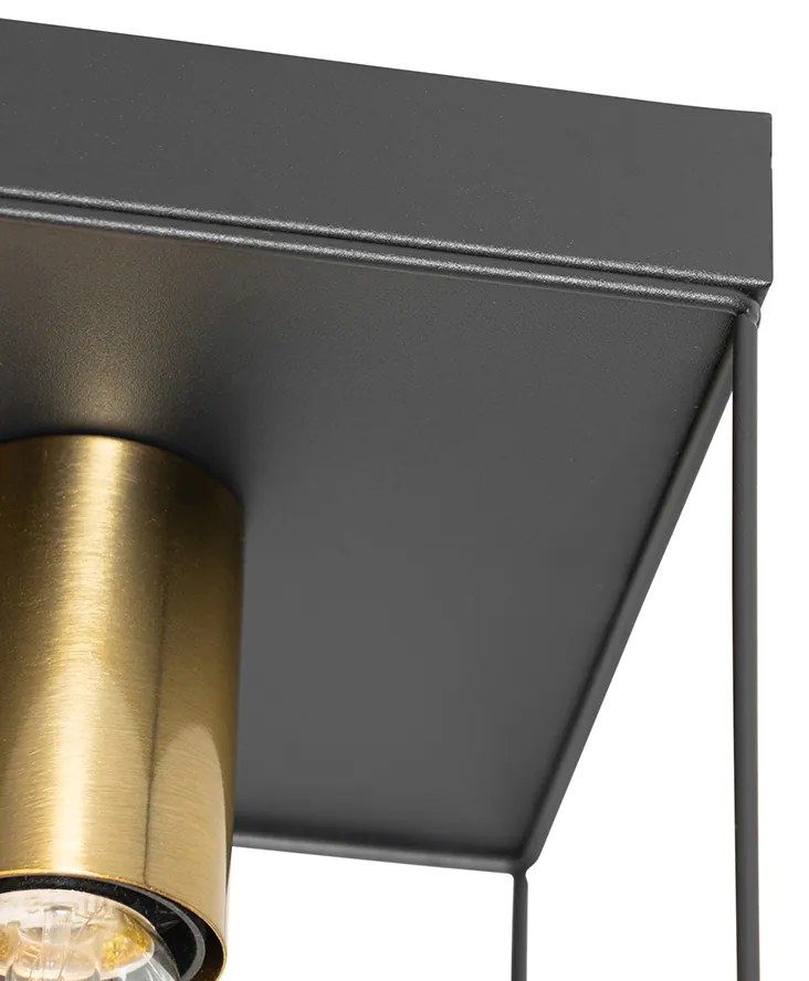 Candeeiro de teto minimalista preto com dourado 2 luzes - Kodi Moderno