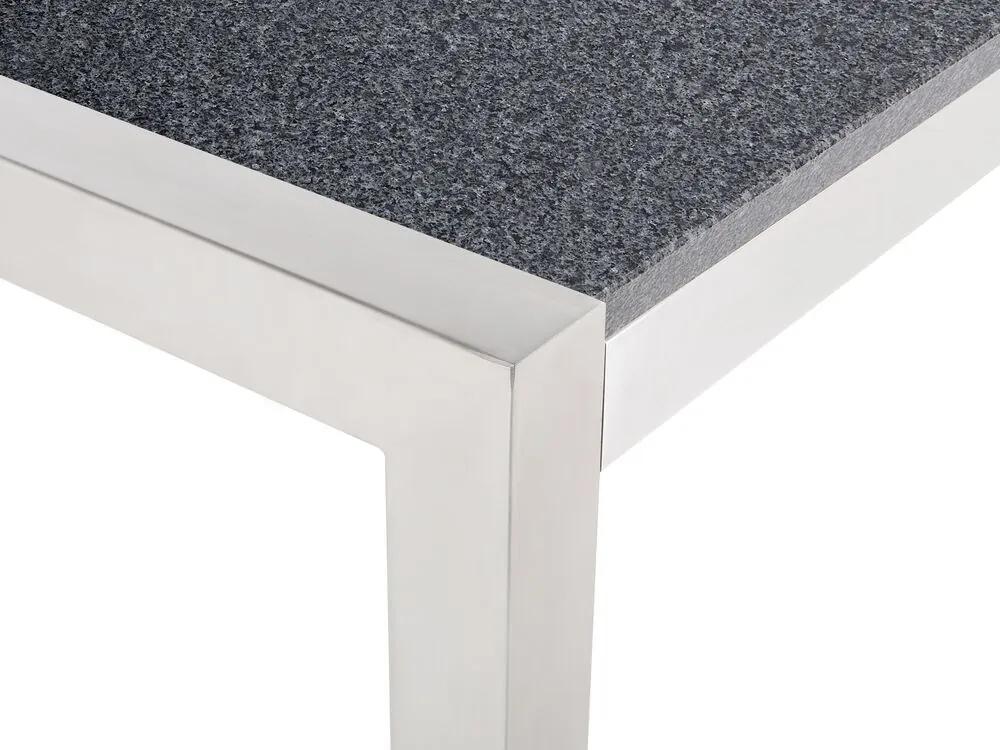 Conjunto de mesa com tampo triplo granito polido cinzento 220 x 100 cm e 8 cadeiras cinzentas GROSSETO Beliani