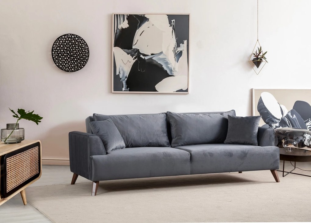 Sofá de 3 Lugares Buhara – Cinzento Escuro – 100x78x220 cm