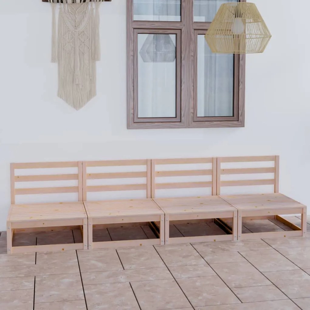 vidaXL Sofá de 4 lugares para jardim pinho maciço