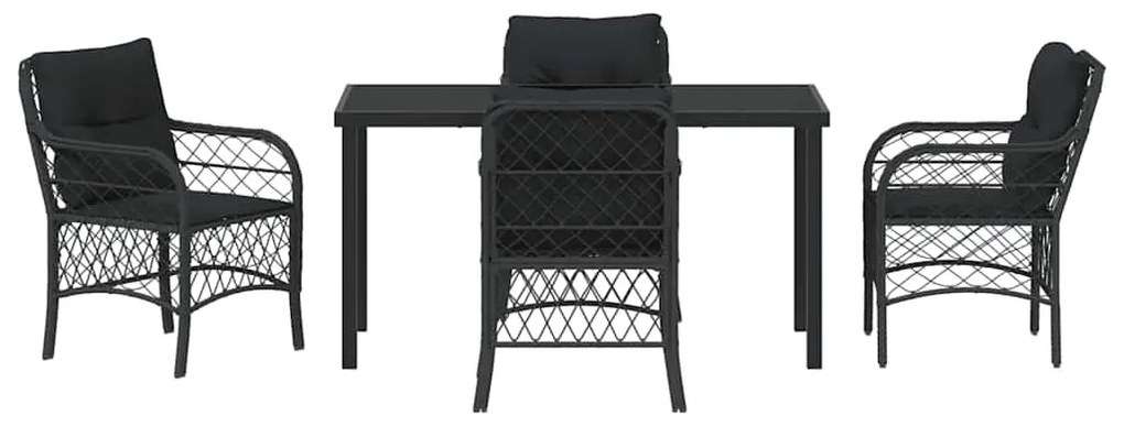 Conjunto de Jantar de Jardim de 5 Peças com Almofadas, Rattan Poliéste