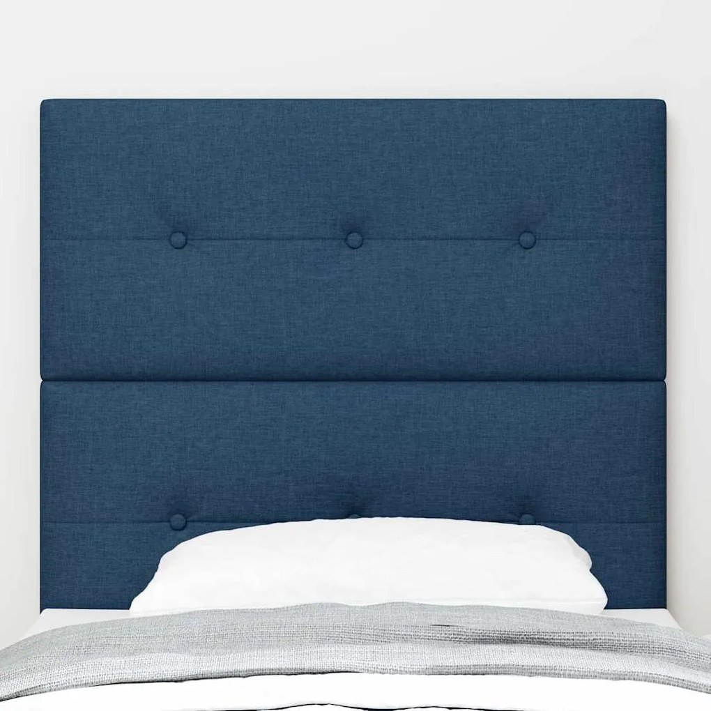 Cabeceira vidaXL Botões Almofadados Azul 90 cm Tecido