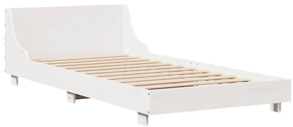 Cama sem colchão 90x200 cm madeira de pinho maciça branco