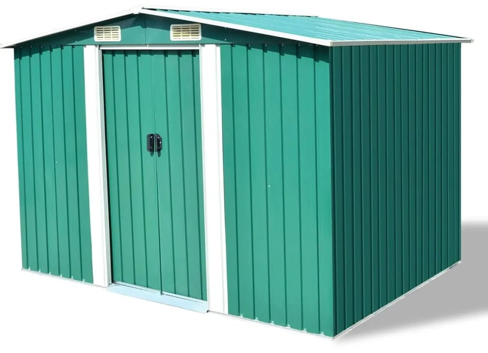42910 vidaXL Abrigo de jardim metal verde 257x205x178 cm