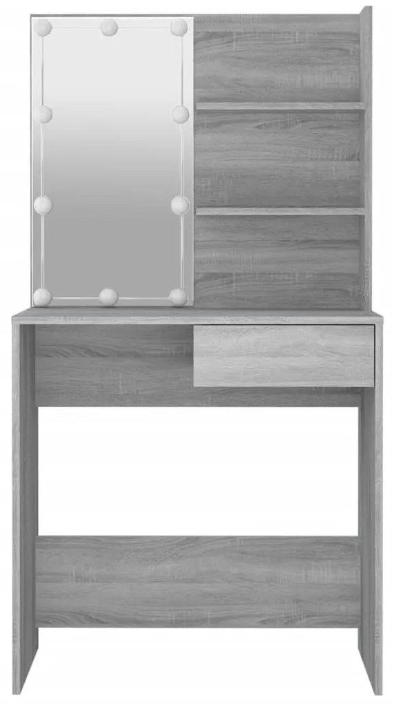 Toucador com LEDs 74,5x40x141 cm sonoma cinza
