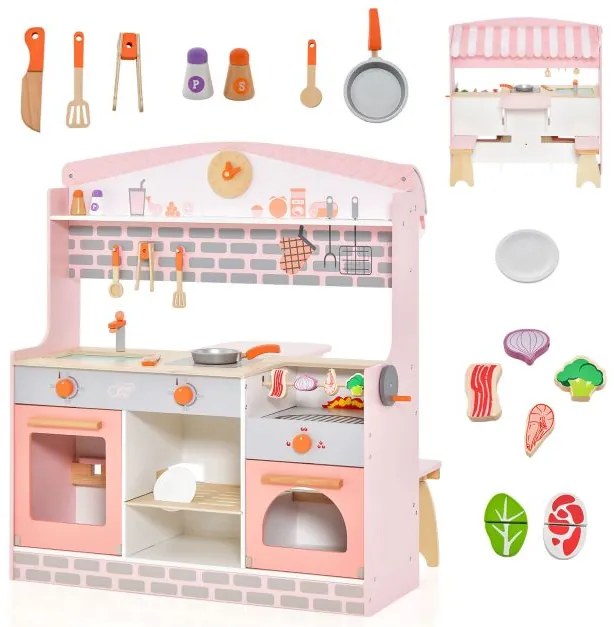 Brinquedo de cozinha de faz de conta com geladeira independente
