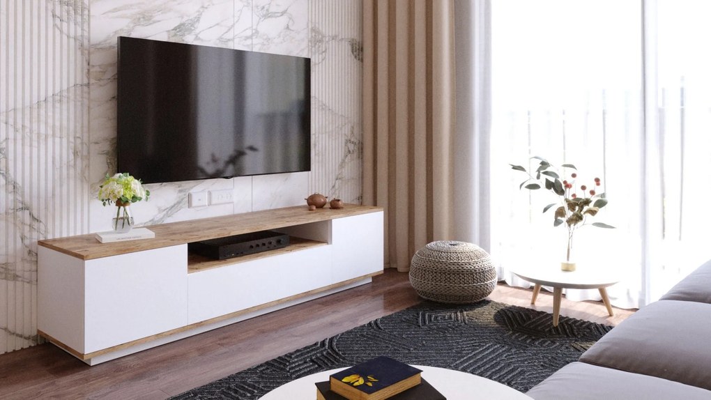 Móvel TV FR7 – Pinho Atlântico Branco – 180x44,6x44,5 cm