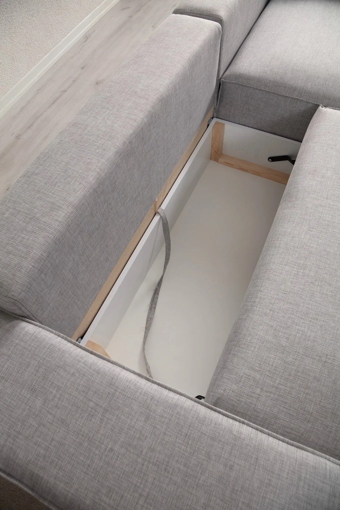 **** Sofá-Cama de Canto Pırlo – Cinzento Claro – 260x78x170 cm

**