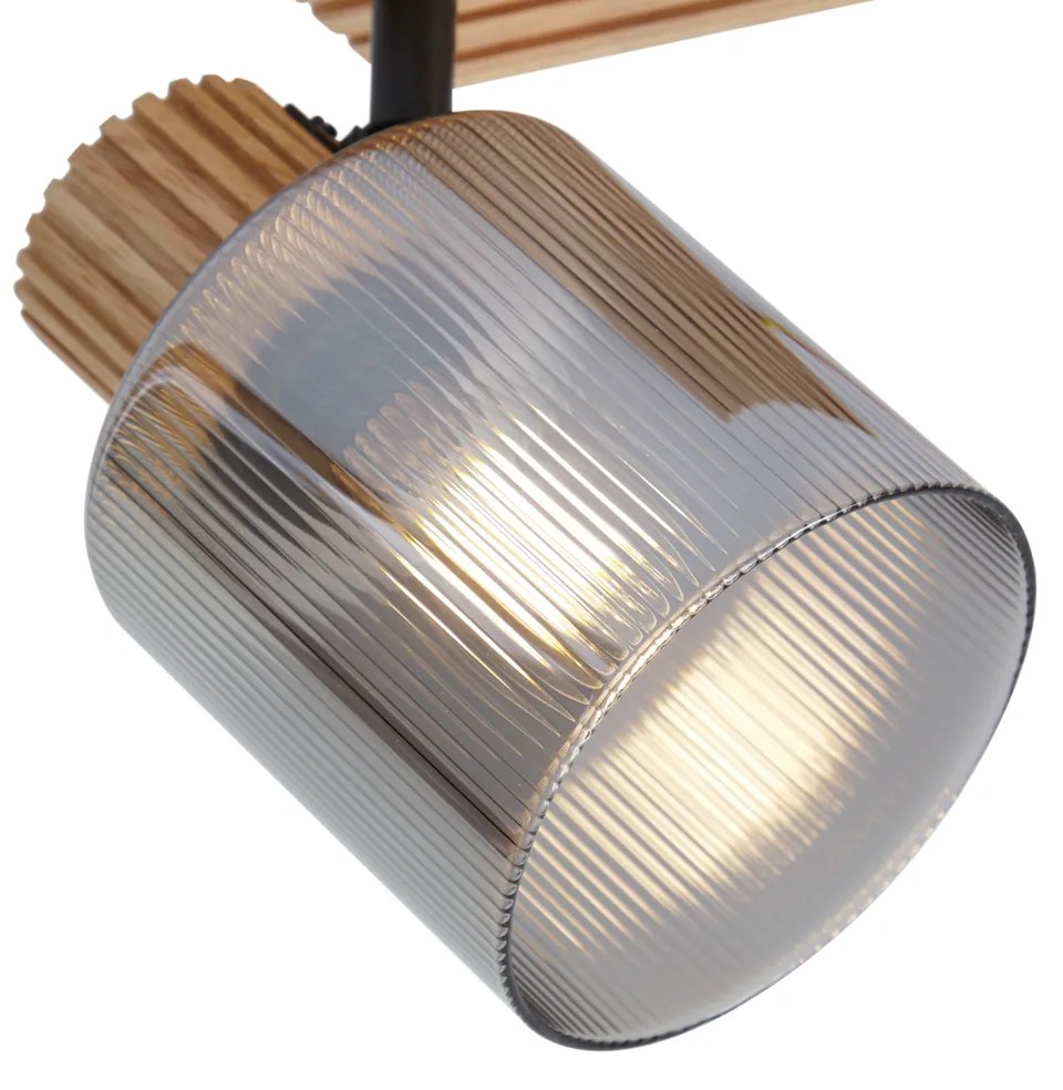 Foco moderno madeira com vidro fumê giratório e inclinável - Gracy