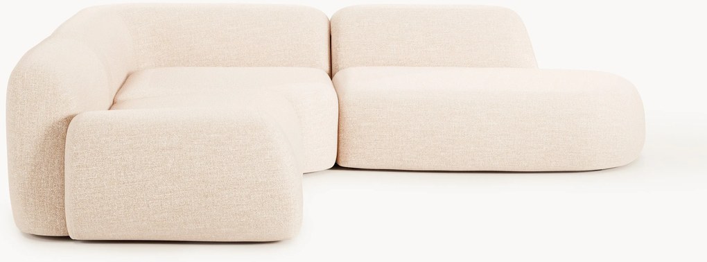 Sofá de canto modular em bouclé com chaise longue Wolke (4 lugares)