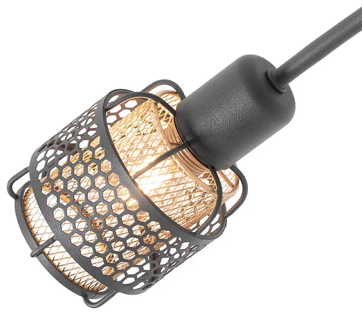 Candeeiro de teto design preto com dourado 4 luzes - Noud Design