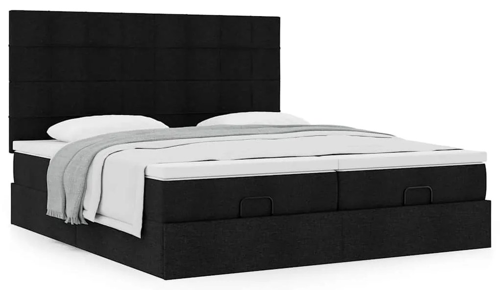 63 / 5,000vidaXL Estrutura de cama otomana com colchões tecido preto