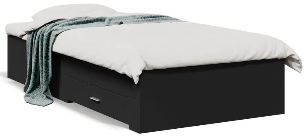 Estrutura cama c/ gavetas 90x190 cm derivados de madeira preto