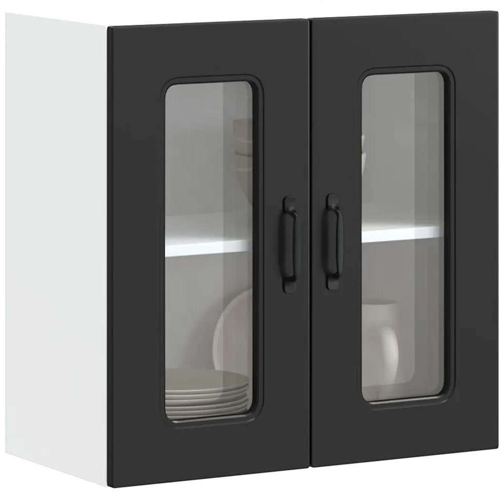 vidaXL Armário de parede de cozinha porta vidro Kalmar preto